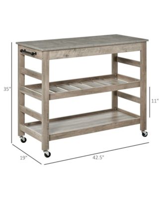 Gray Kitchen Helper: Rolling Cart with Stainless Steel Countertop