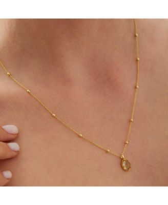 Transparent Moonstone Sterling Silver Pendant Necklace With Beaded Chain