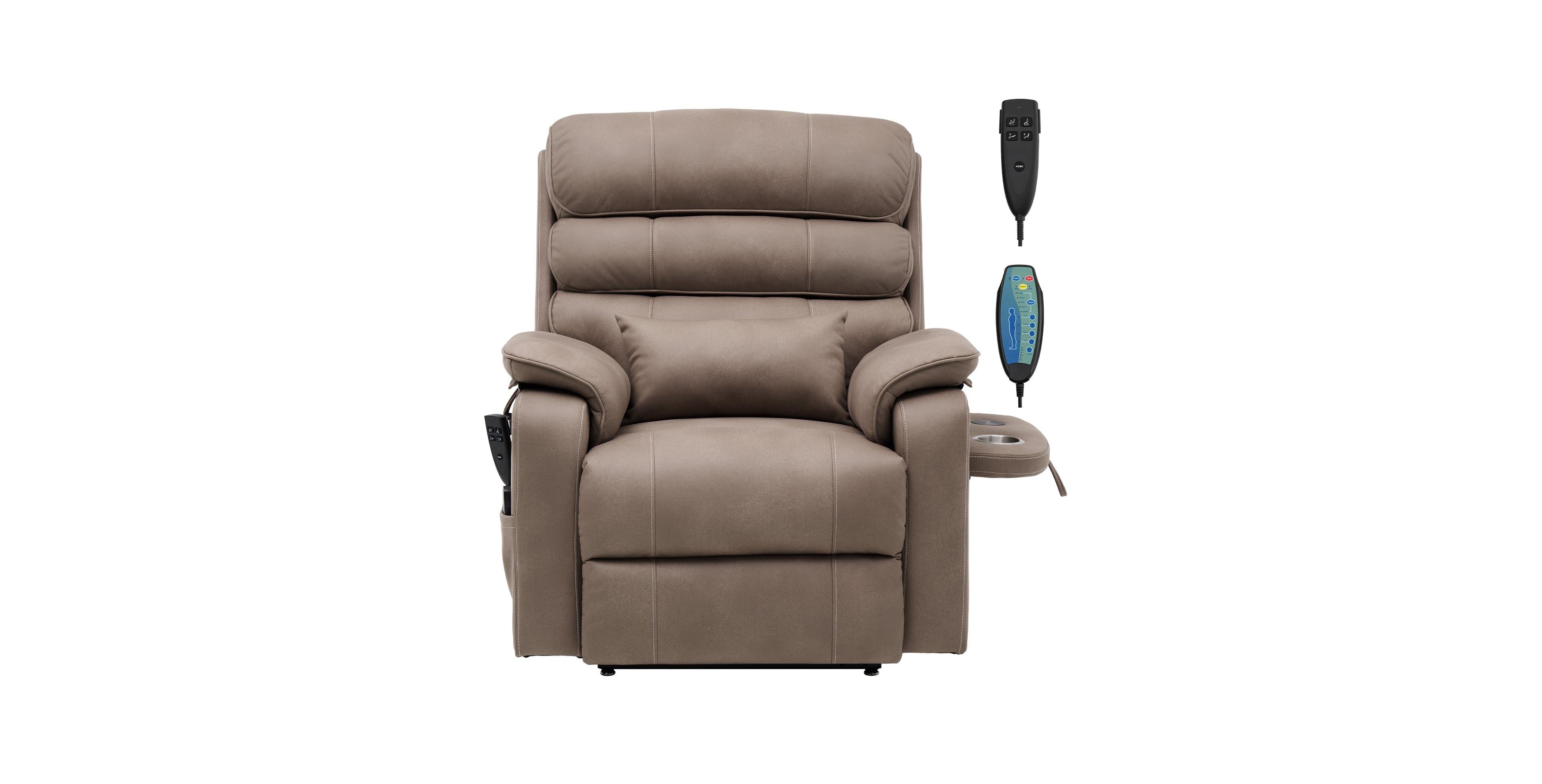 Slickblue Dual Motor Power Recliner Sofa with Massage, Heat, Cup Holders, and Wireless Charging