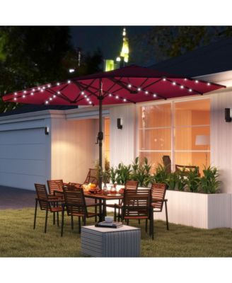 Double-Sided Sun Umbrella, Garden Parasol with Light,