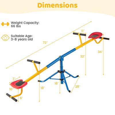 Kids Seesaw Swivel Teeter Totter Playground Equipment 360&deg; Rotation