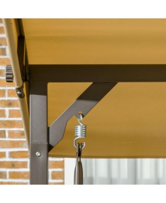 3-Seat Patio Swing Chair, Porch Swing Glider with Cushion, 3 Throw Pillows & Adjustable Canopy for Porch, Garden, Poolside, Backyard, Khaki