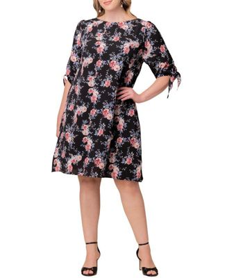 Plus Size Manhattan Shift Dress with Tie Sleeves