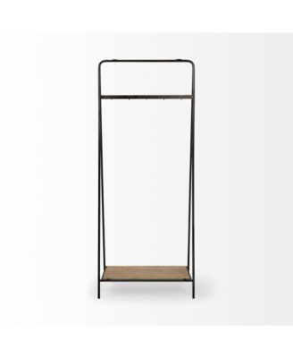 Industrial Pipe Hall Tree with Metal Frame and Wood Shelves for Entryway Storage