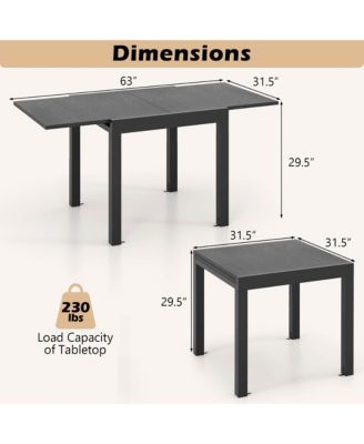 Patio Expandable Dining Table 31.5''-63'' Adjustable Rectangular All Weather Table