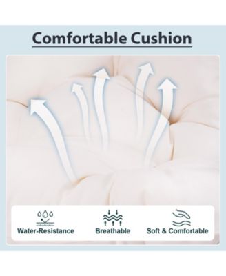 Outdoor Egg Hanging Chair with Stand, Patio Wicker Swing Egg Chair Indoor Swinging Chair Outdoor Hammock Egg Chair Off-white