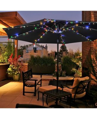 canada patio umbrella JEAREY 10ft Round Patio Offset Hanging Umbrella with Base, Apple Green