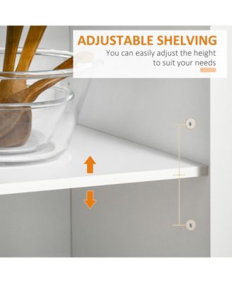 White Kitchen Island: 41" Rolling Cart with Rubberwood Top and Drawers