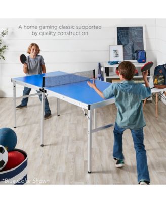 6x3ft Portable Ping Pong Table Game Set, Folding Table Tennis w/ 2 Paddles, Balls