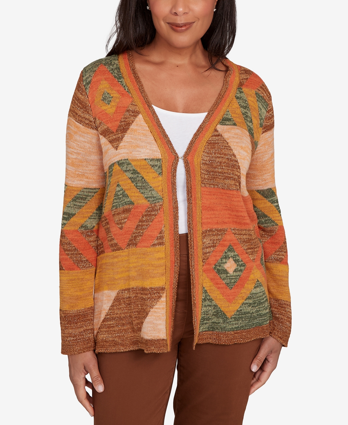 Women's Mount Laurel Patchwork Long Sleeve Cardigan - Brown Multi