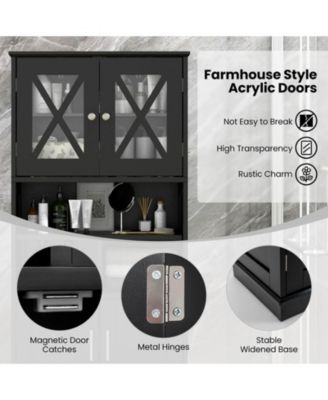 Tall Bathroom Cabinet Large Floor Storage Cabinet with Acrylic Doors & 3 Cubes