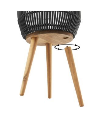 Floor Planter with Wood Legs in Natural, Planter Basket with Stand, Large Plant Pot Cover with Liner
