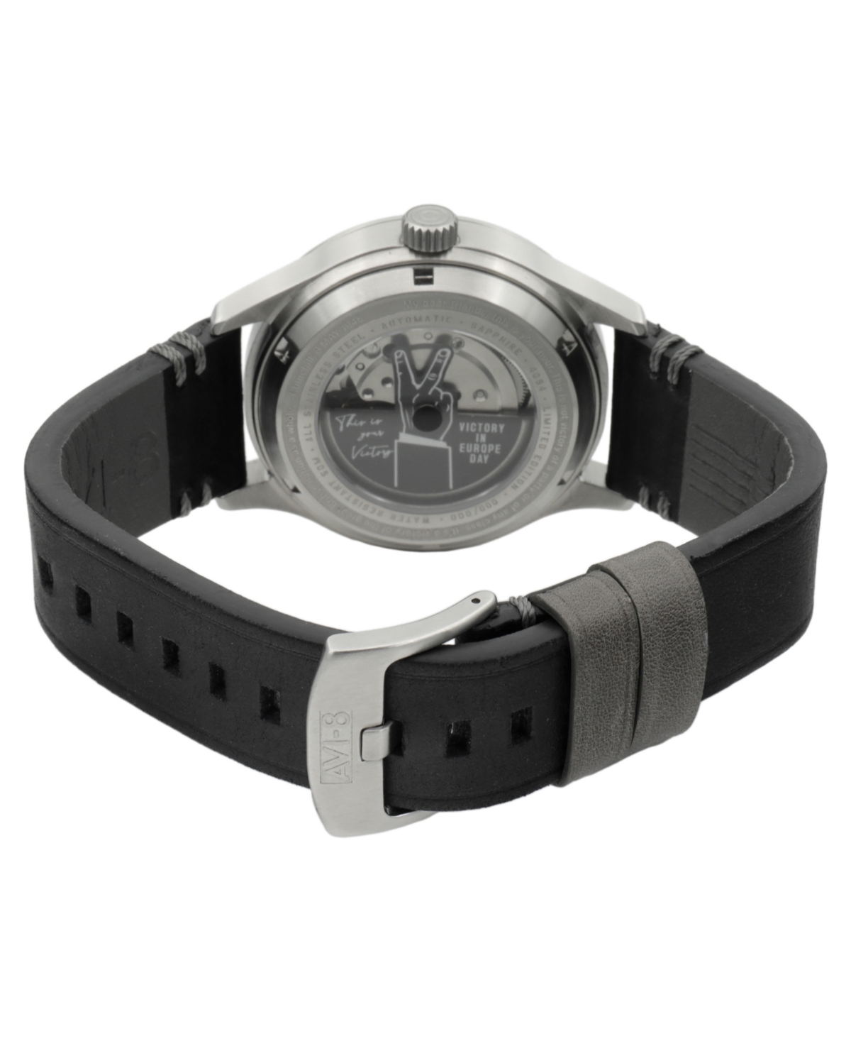 Avi-8 Men's Hawker Hurricane Black Leather Strap Watch, 43mm