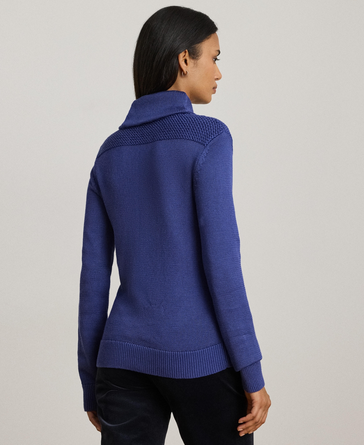 Ralph Lauren Buckle-trim Cotton-blend Sweater In Blue