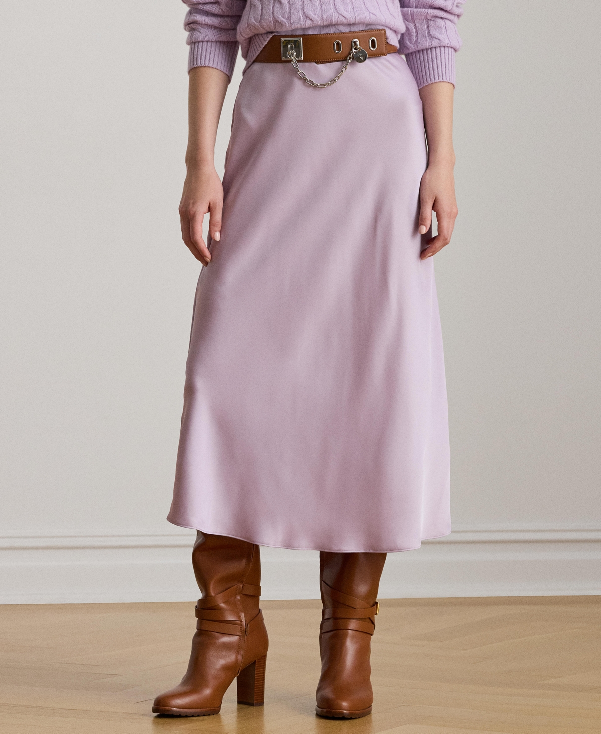 Lauren Ralph Women's Satin Charmeuse Midi Skirt