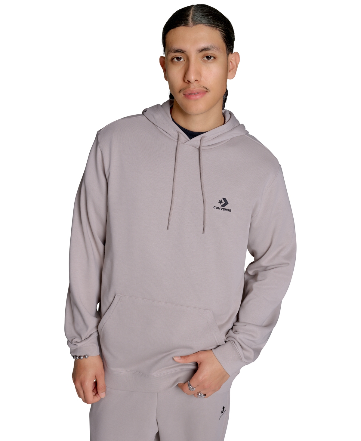 Converse Men's Standard Fit Long Sleeve Sweatshirt In Gray