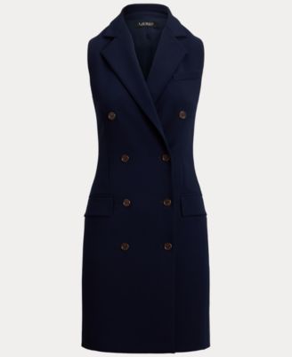 Women's Double-Breasted Crepe Sleeveless Dress