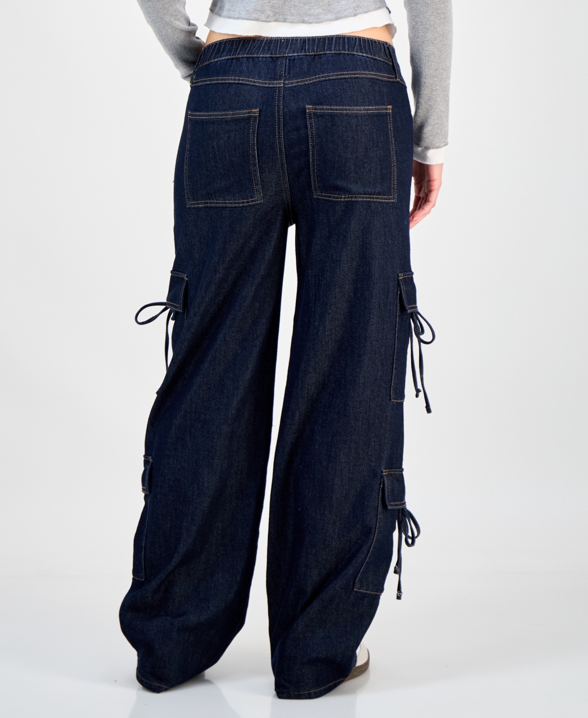 Vanilla Star Juniors' Tie-side Cargo Jeans In Blue