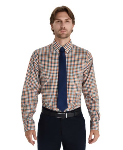 Мужская рубашка Club Room Fashion Plaid Pattern Poplin, цвет: Кирпичный