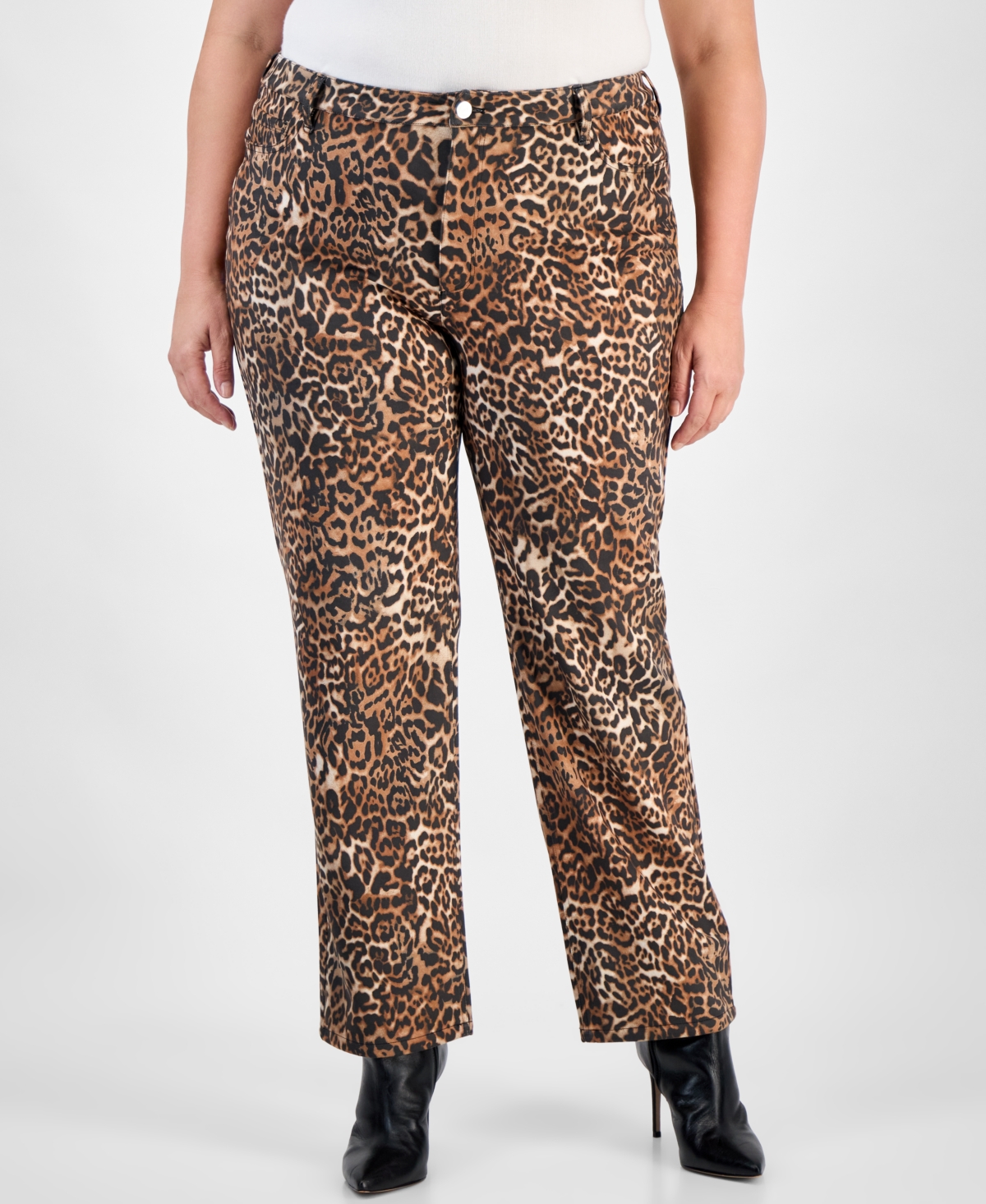 Jones New York Plus Size Printed Lexington Straight-leg Pants In Multi