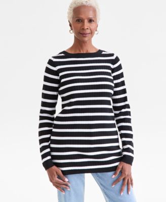 Style & Co - Women's Boat-Neck Striped Sweater