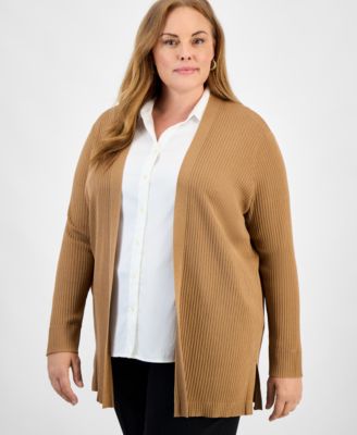 Jones New York - Plus Size Open-Front Long-Sleeve Cardigan