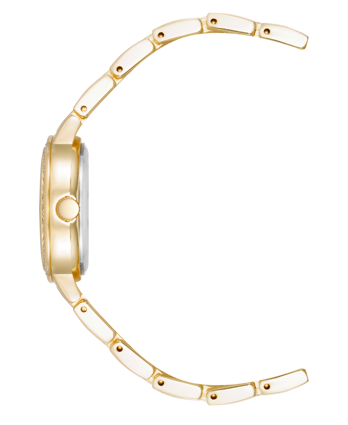 Anne Klein Women's Quartz Round Black And Gold-tone Metal Alloy Watch, 30mm In Gold