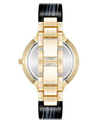 Women's Quartz Tan Acetate and Gold-Tone Metal Alloy Bangle Watch, 36mm
