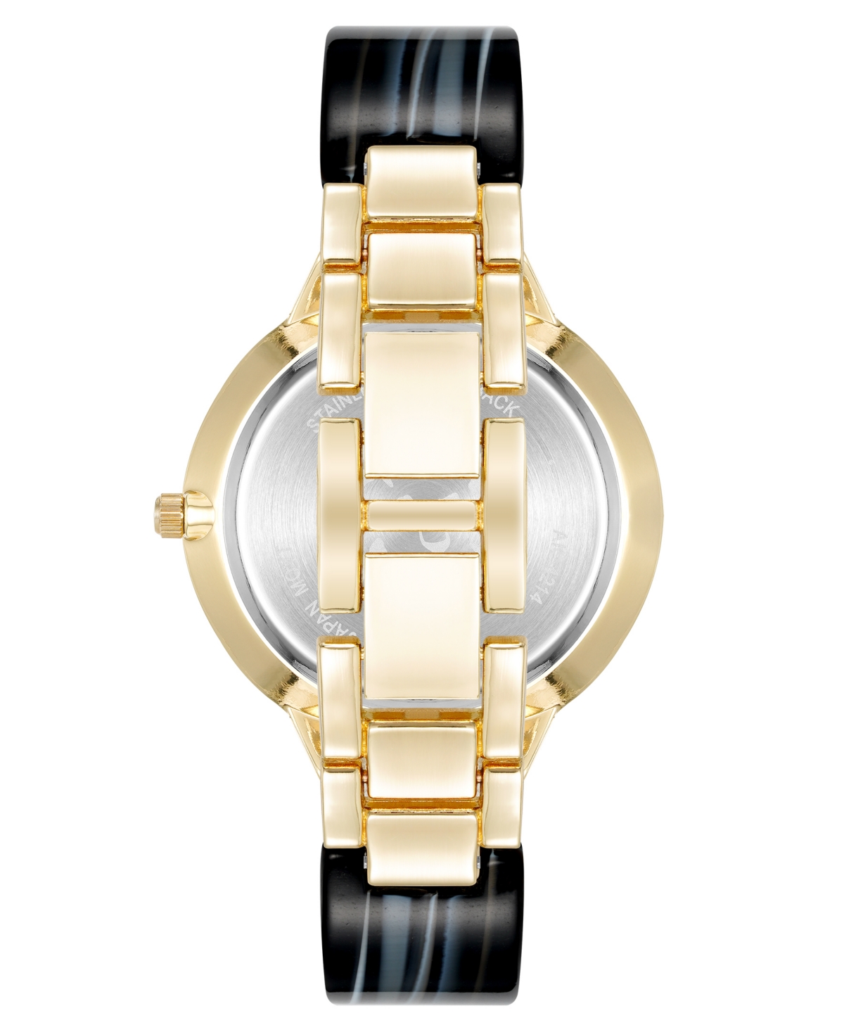 Anne Klein Women's Quartz Tan Acetate And Gold-tone Metal Alloy Bangle Watch, 36mm In Multi