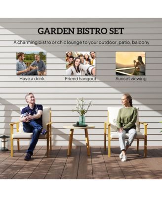 3 Piece Patio Set, Wood Effect Metal Bistro Set,