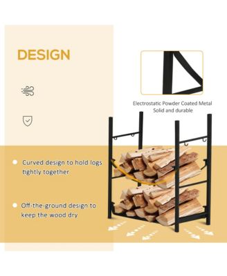 18&amp;#x22; 2-Tier Firewood Log Wood Storage Rack &amp; Accessories