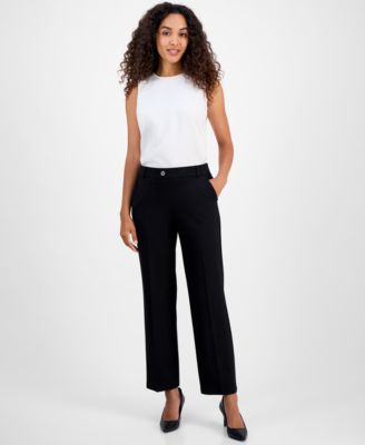 Women's Mid-Rise Pull-On Straight-Leg Pants, Regular & Petite