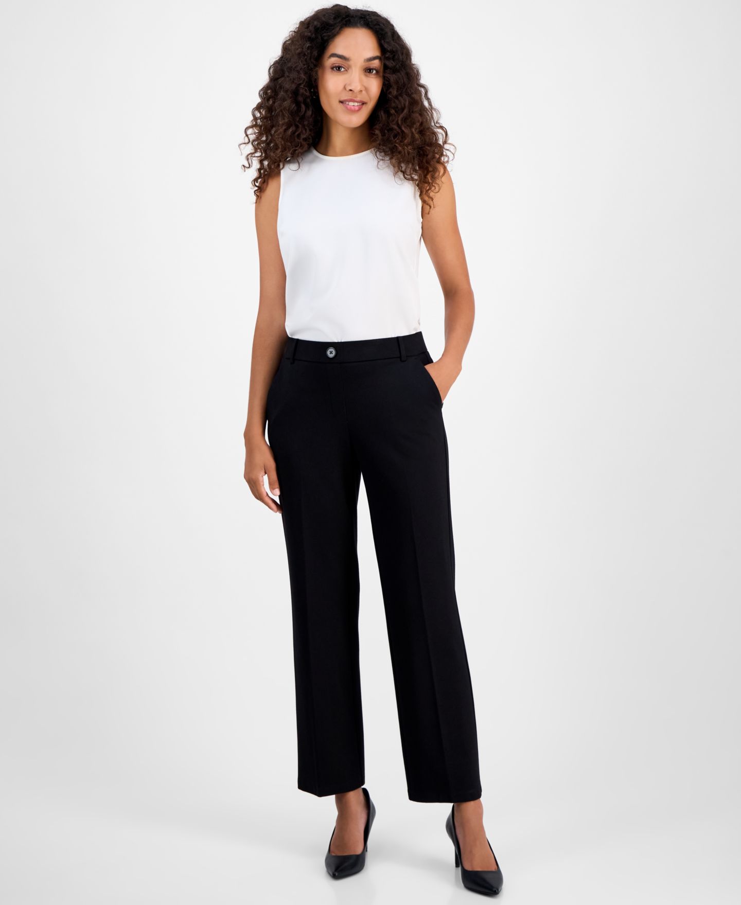 Женские брюки Kasper Audrey Pull-On Ponte Wide-Leg Trouser, цвет: Чёрный — фото 8