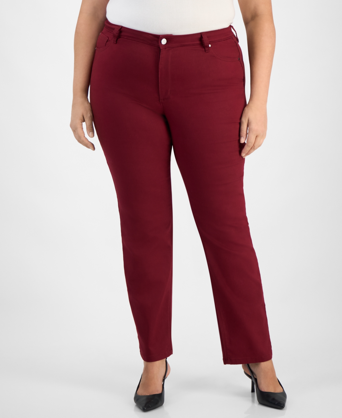 Jones New York Plus Size Lexington High-rise Straight Pants In Red