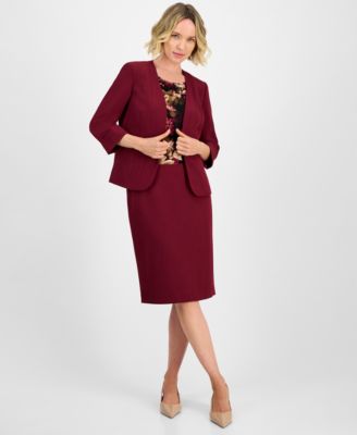 Women's Collarless Open-Front Cuffed Jacket, Regular & Petite