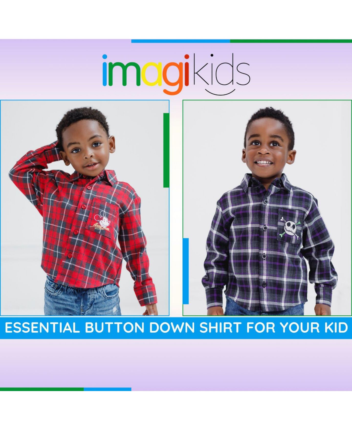 Рубашка Nightmare Before Christmas Disney Flannel Button Down Dress Shirt для мальчиков, цвет: Чёрный / Зелёный — фото 3