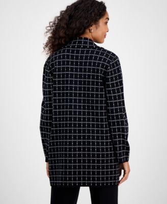 Notched-Collar Sweater Coat