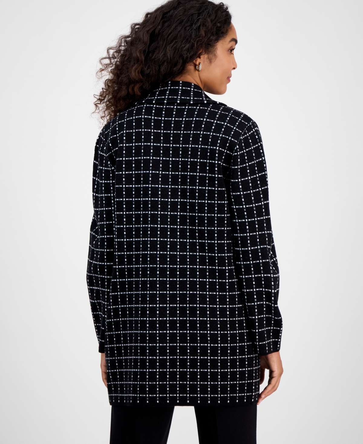 Kasper Notched-Collar Sweater Coat