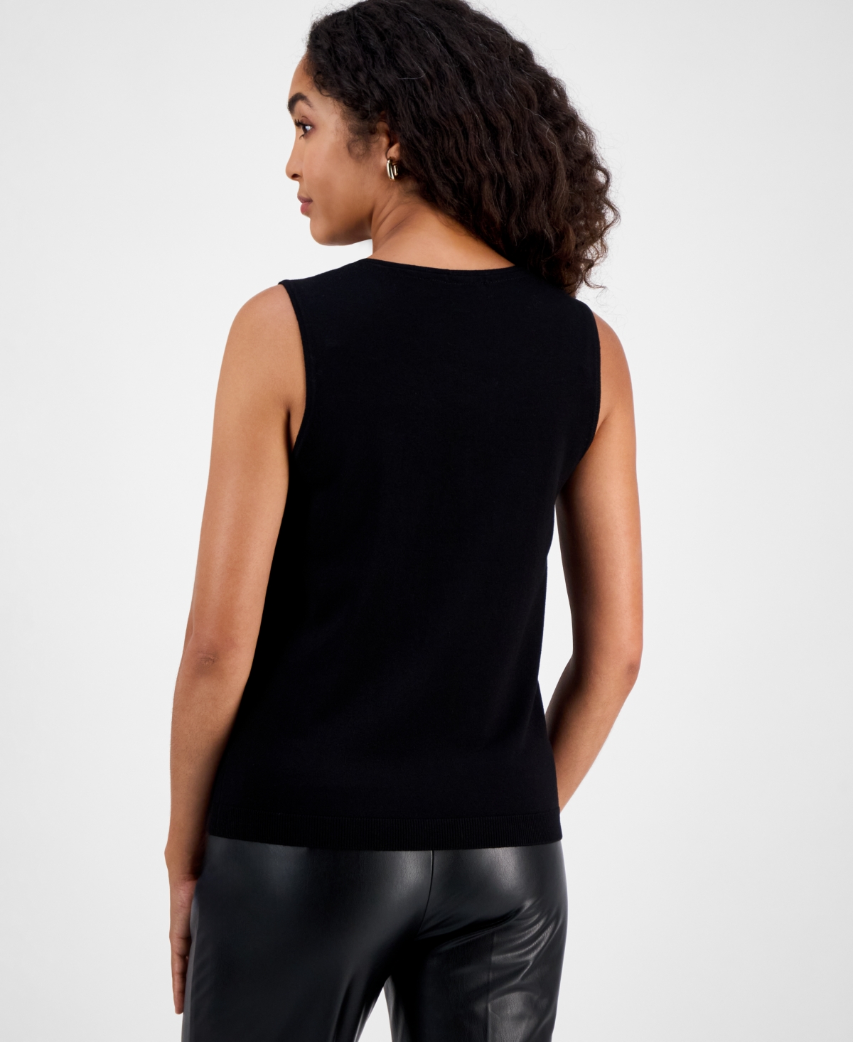 Kasper Women's Studded V-neck Sleeveless Top In Black