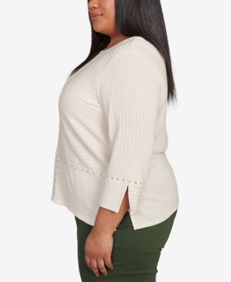 Plus Size Mount Laurel Heat Set Embellished Solid Top