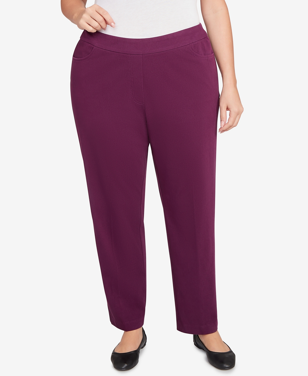 Plus Size Urban Legend Fitted Twill Pull On Short Length Pants - Stone