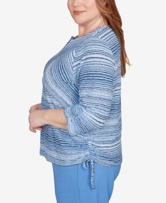 Plus Size As Usual Spliced Textured Stripe Knit Top
