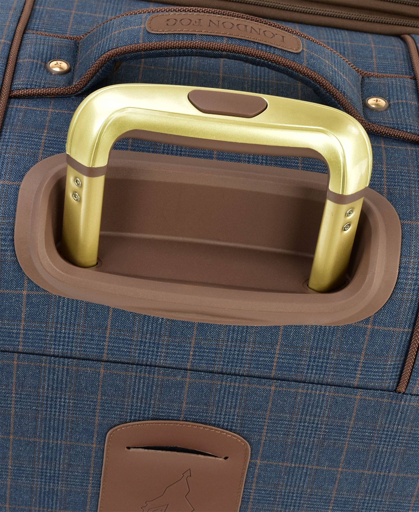 Сумка London Fog Brentwood IV 25" Spinner Softside, цвет: Полуночный синий клетчатый — фото 4