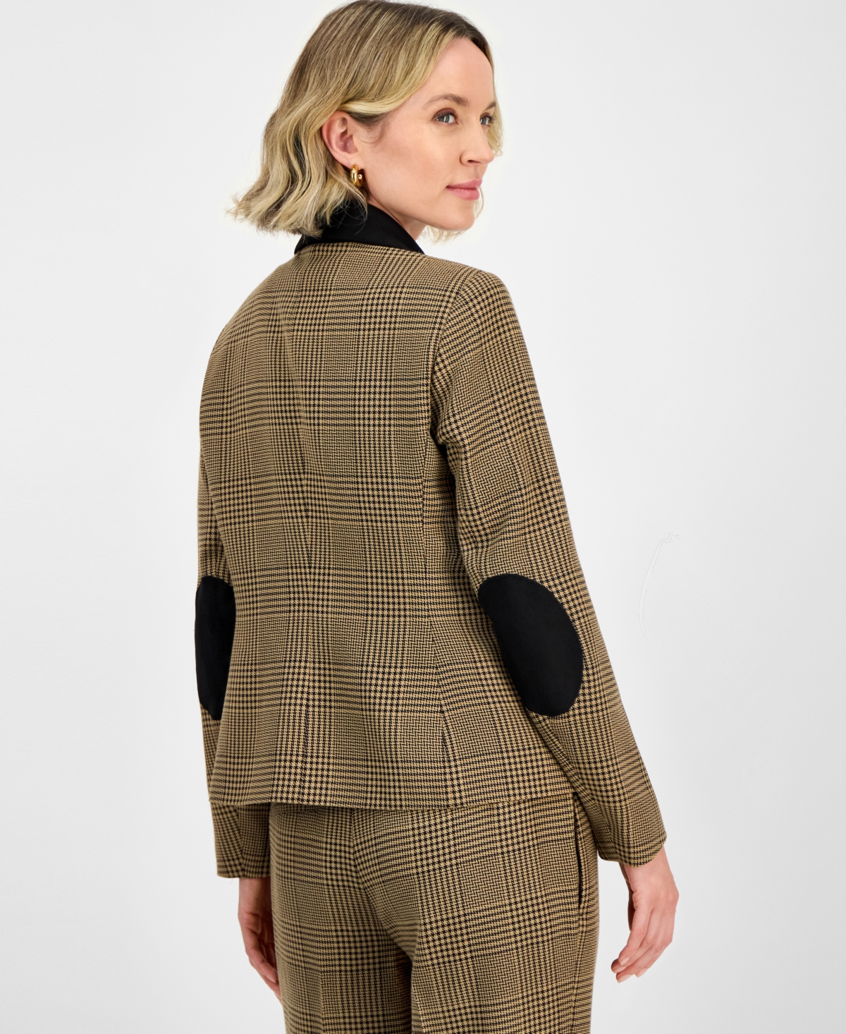 Kasper Plaid Two-button Notch-collar Jacket, Regular & Petites In Brown