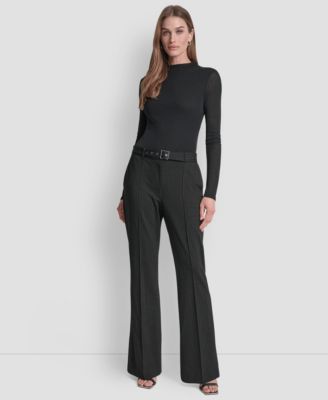 Women's Elizabeth Stripe Pintuck Mid-Rise Flare Trousers