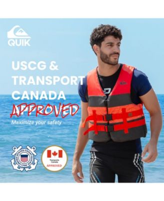 QUIKSILVER USCG Approved Adult Life Vest, Quick-Release Buckles & Drain Holes for Fishing