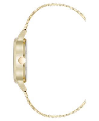 Women's Quartz Capital Burgundy and Gold-Tone Stainless Steel Mesh Watch, 34mm