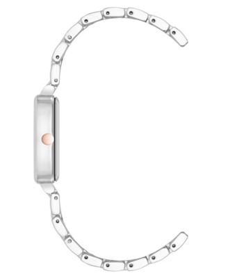 Women's Quartz Cushion Silver-Tone and Rose Gold-Tone Metal Alloy Watch, 26mm