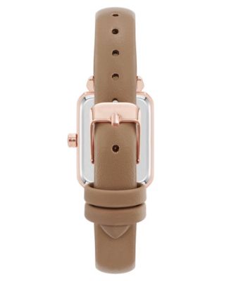 Women's Quartz Everyday Taupe Leather and Rose Gold-Tone Watch, 25mm