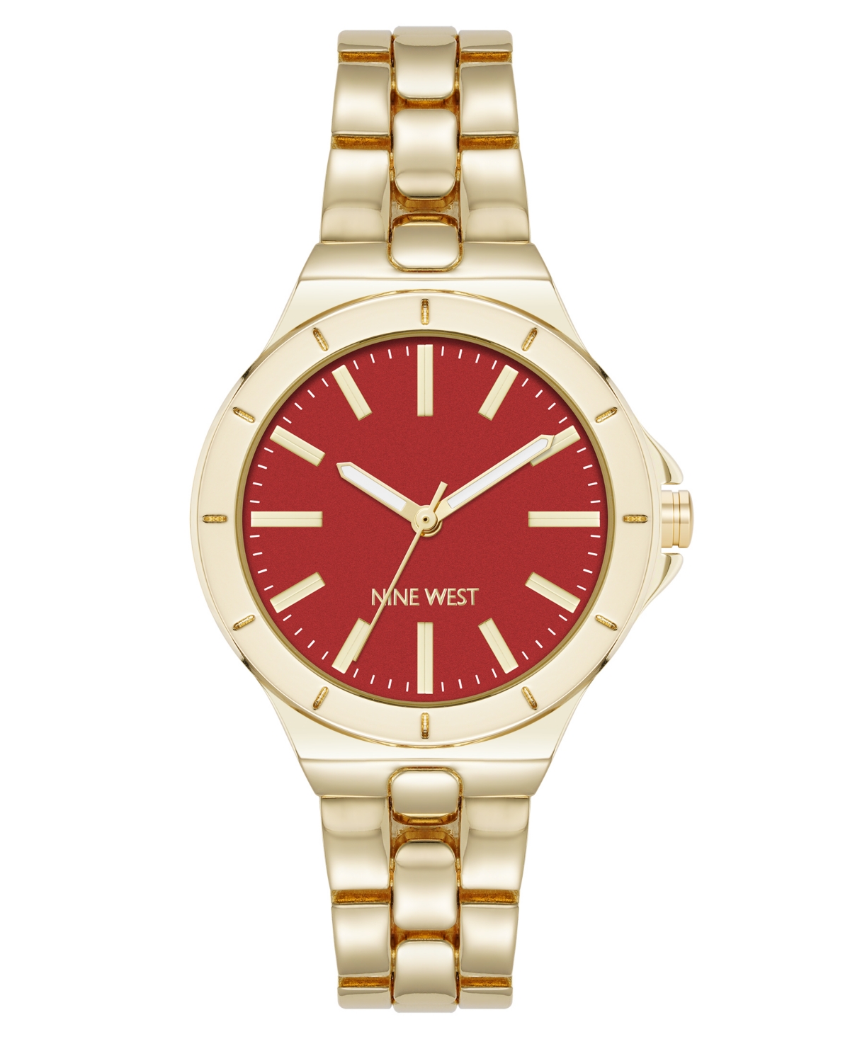 Anne Klein Women's Quartz Iconic Burgundy And Gold-tone Metal Alloy Watch, 35mm